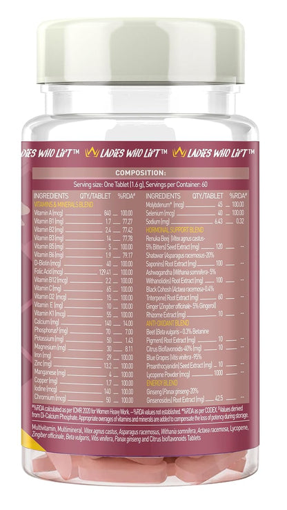 MuscleBlaze StrongHer Women Multivitamin (60 Tablets) | Multivitamin for Women | For Energy & Stamina