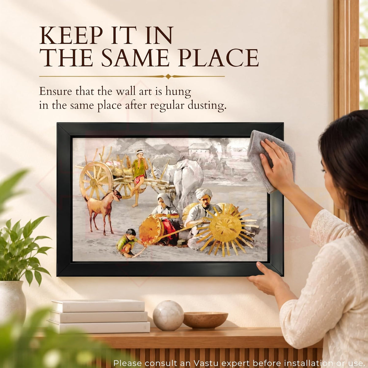 Village Scenery Painting With Frame | Natural Paintings for Living Room | Size 33 x 23 cm | Wall Scenery for Bedroom, Office, Home Decor |