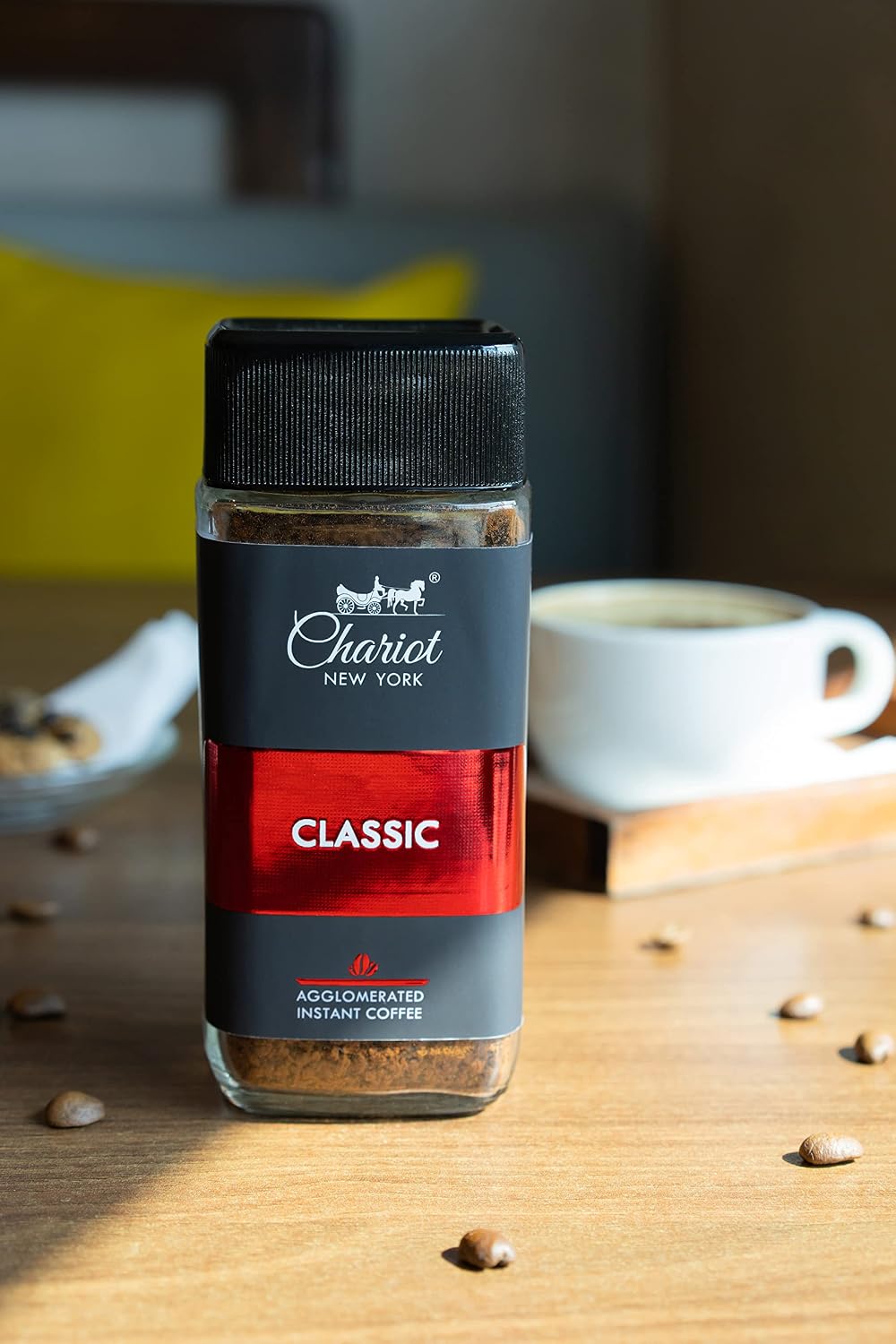 Chariot New York Classic Instant Coffee | 100% Pure Arabica Agglomerated Coffee | Rich Aroma, Smooth Taste | No Chicory | Premium Instant Coffee Jar