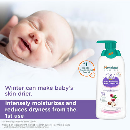 Himalaya Extra Moisturizing Baby Lotion 400ml | with Shea Butter, Olive Oil & Kokum Butter | Intensely moisturizes baby's delicate skin