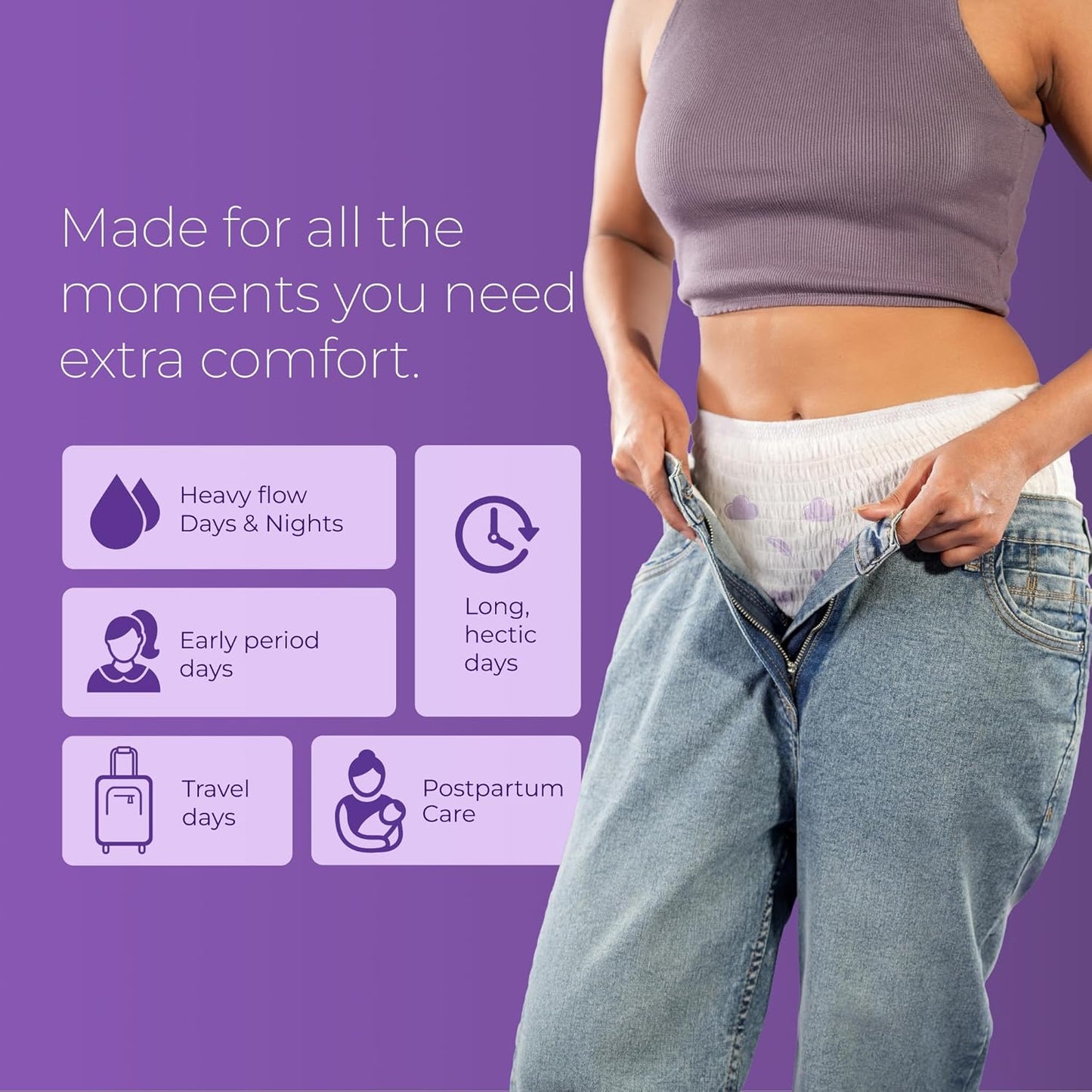 Nua 360° Comfort Period Panties (M-L) | Pack of 5 | Ultra-Absorbent | Zero Irritation | 4X Comfort | for Heavy Flow | No rashes | Leakproof | Seamless | 100% Toxic-Free, Dermatologically Tested