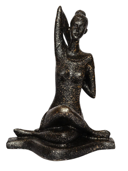 Black Resin Woman in Gomukhasana Cow Face Pose | Yoga Woman Statue Showpiece for Home Decor Living Room Bedroom Office Yoga Studio | Womens Day Gift for Ladies | Birthday Gift for Women