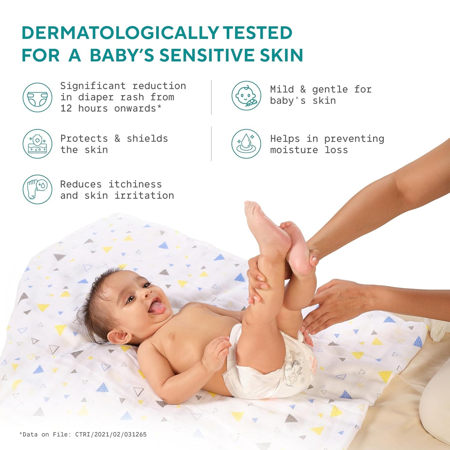 EQUALSTWO by Zydus Baby Diaper Rash Cream With Zinc Oxide, 100% Natural Anti Rash for Babies, Nappy Rashfree for New Born, PH 5.5, Hypoallergenic Dermatologically Tested, 50gm (Pack 1)