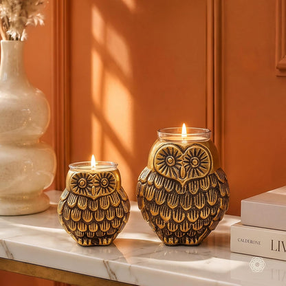 BEHOMA Metal Owls Votive Holder Mother and Child Set