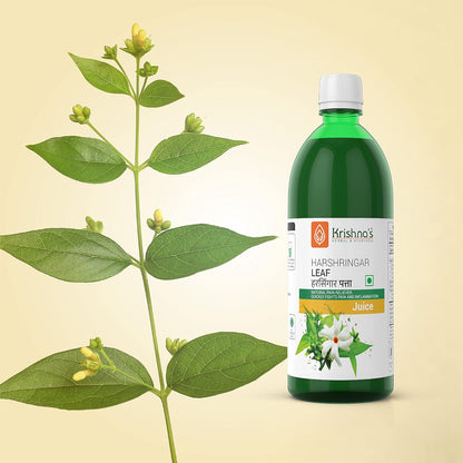 KRISHNA'S HERBAL & AYURVEDA Night Jasmine Parijat Harshringar Leaf Juice - 1000 ml, Pack of 1 | Fresh Harshringar Leaves | Natural Pain Reliever