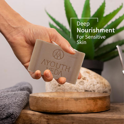 Ayouthveda Delicate Skin Pure Castile Soap | With the Goodness of Tulsi, Neem, Coconut & Olive Oil | Cleanse, Tones & Rejuvenates Skin | Handmade Soap Without Harsh Chemical (Pack Of 1-100Gm)