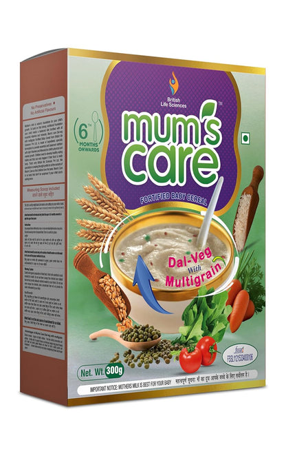 Box of 'mum's care'婴幼儿配方奶粉 with images of food and text on a white background