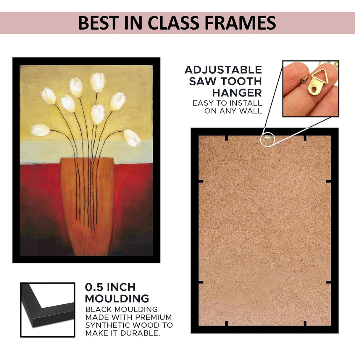 Wall Painting Frames For decor, Pictures Frame For Living Room, Home Decoration, Bedroom, Set of 3, 1pc- 23 x 30 cm, 2pc- 12.5 x 30 cm (Design 11)