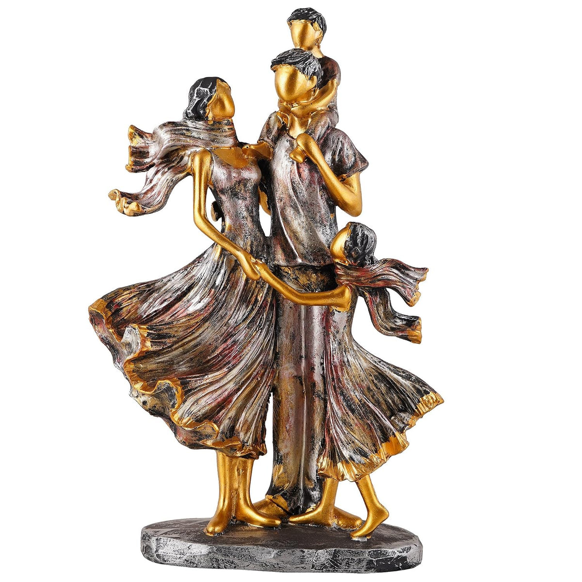 Family Showpiece for Home Decor, Golden (11 inch), Resin, Bird