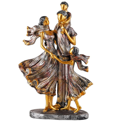 Family Showpiece for Home Decor, Golden (11 inch), Resin, Bird