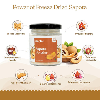 Nectar Superfoods Freeze Dried Sapota (Chikoo) Powder- 100 grams Jar- Pack of 1 Nos 100% Natural | No Added Sugar, Preservative-Free & Vegan | Processed in India