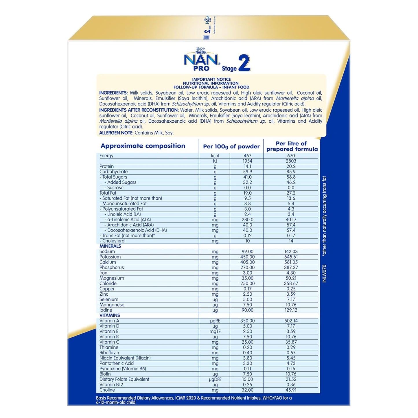 Nestlé NAN PRO Stage 2, 1.2kg, Follow-Up Formula Milk Powder for Babies (After 6 Months Upto 12 Months), with DHA-ARA, 3x400g Pouch in Box