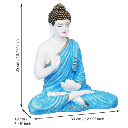 Blue Resin Handcrafted Blessing Lord Buddha Idol | Serene Home, Office Decor | Perfect for Offices, Meditation Rooms | Gift for Housewarmings, Diwali