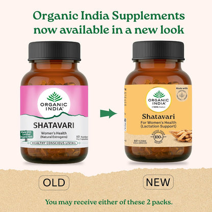 A TATA Product -Organic India Shatavari Capsules, 60 Capsules, Supports Women’s Health, Whole Herb*, Certified Organic, No Added Fillers or Chemicals