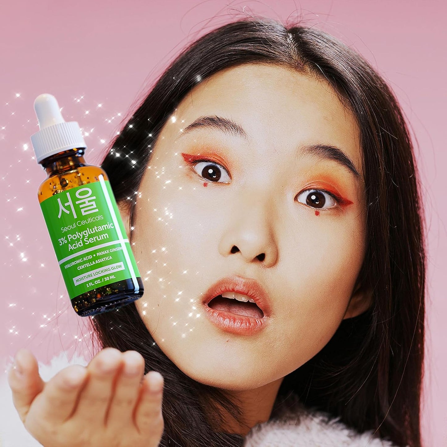 SeoulCeuticals Organic Polyglutamic Acid Korean Serum - 30ml Anti Aging Serum with Hyaluronic Acid + Centella Asiatica - K Beauty Skincare for Healthy Glowing Skin