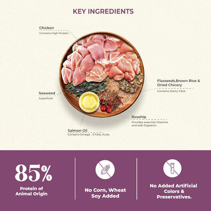 Brunos Small & Mini Breed Adult Dog Food - 250g (Pack of 1) |55% Chicken - Single Animal Protein| Supports Immunity, Vitality, Healthy Skin & Coat I with Salmon Oil