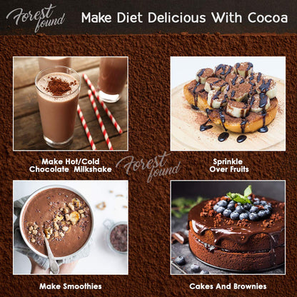 Forest Found 100% Pure Dark Cocoa Powder| Unsweetened Natural Dutch Process Cacao for Baking, Chocolate Making, Cakes & Smoothies | Rich Aroma, Keto Friendly & Vegan Cocoa Powder