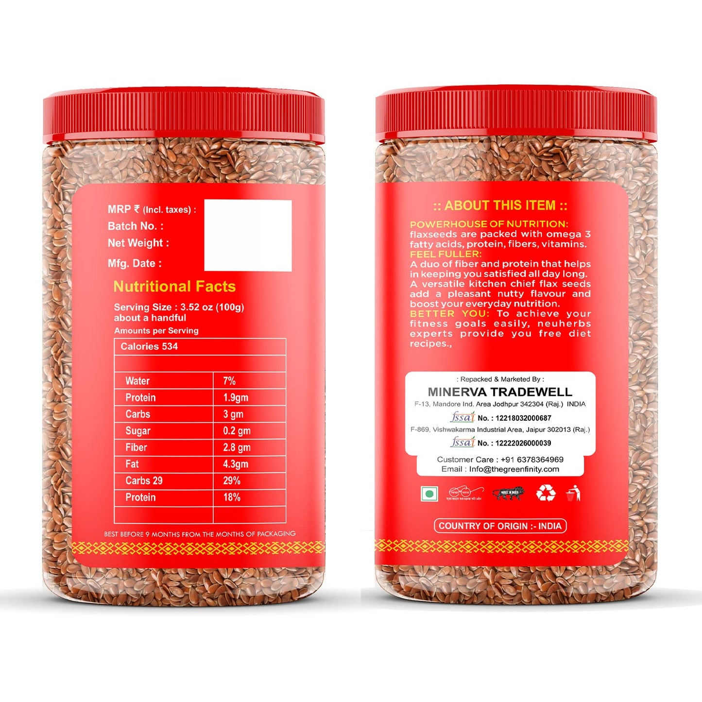 GreenFinity Healthy Seeds Combo- Pumpkin, Sunflower, (200g Each), Chia and Flax Seeds (250g Each) | Rich in Omega 3, Fiber, Raw Seeds for Weight Management, Immunity Booster, Healthy Heart (Pack of 4)