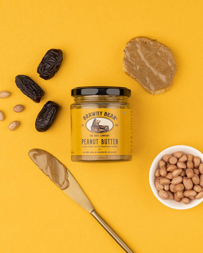 Brawny Bear Peanut Butter, 100% Natural Sweetened with Dates, Smooth Healthy Nut Butter with No Added Sugar and Preservatives, Low Gl, Vegan, High in Protein Spread - 500 gms