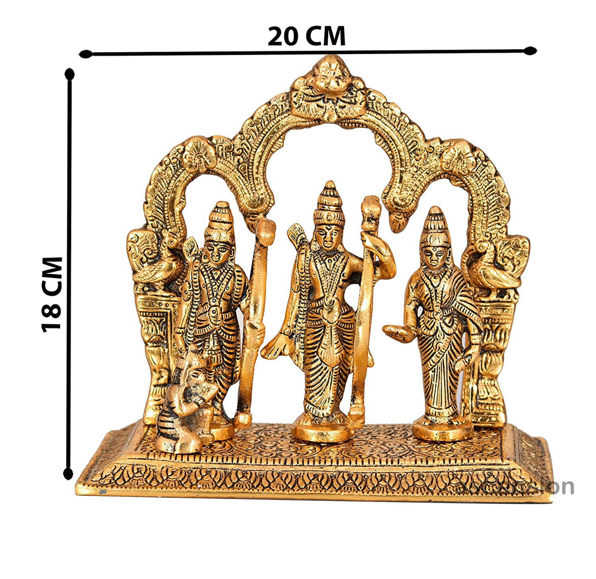 Metal Lord Ram Darbar Idol Showpiece Idols Ram Sita Laxman Hanuman Handmade Decorative for Home Decor & Office Decoration(20X18X10cm, Golden)