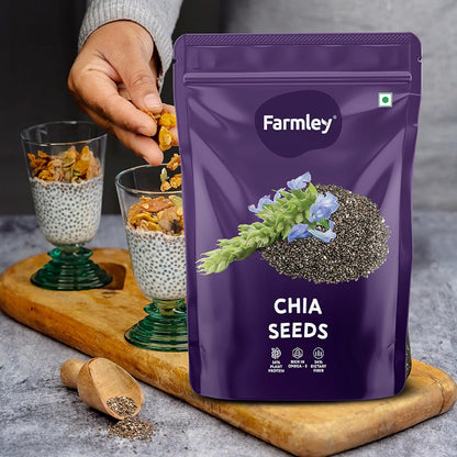 Farmley Chia Seeds 500g, Pack of 1 I Seeds for Eating | Seeds for Weight Management | Rich in Calcium, Protein & Fibre