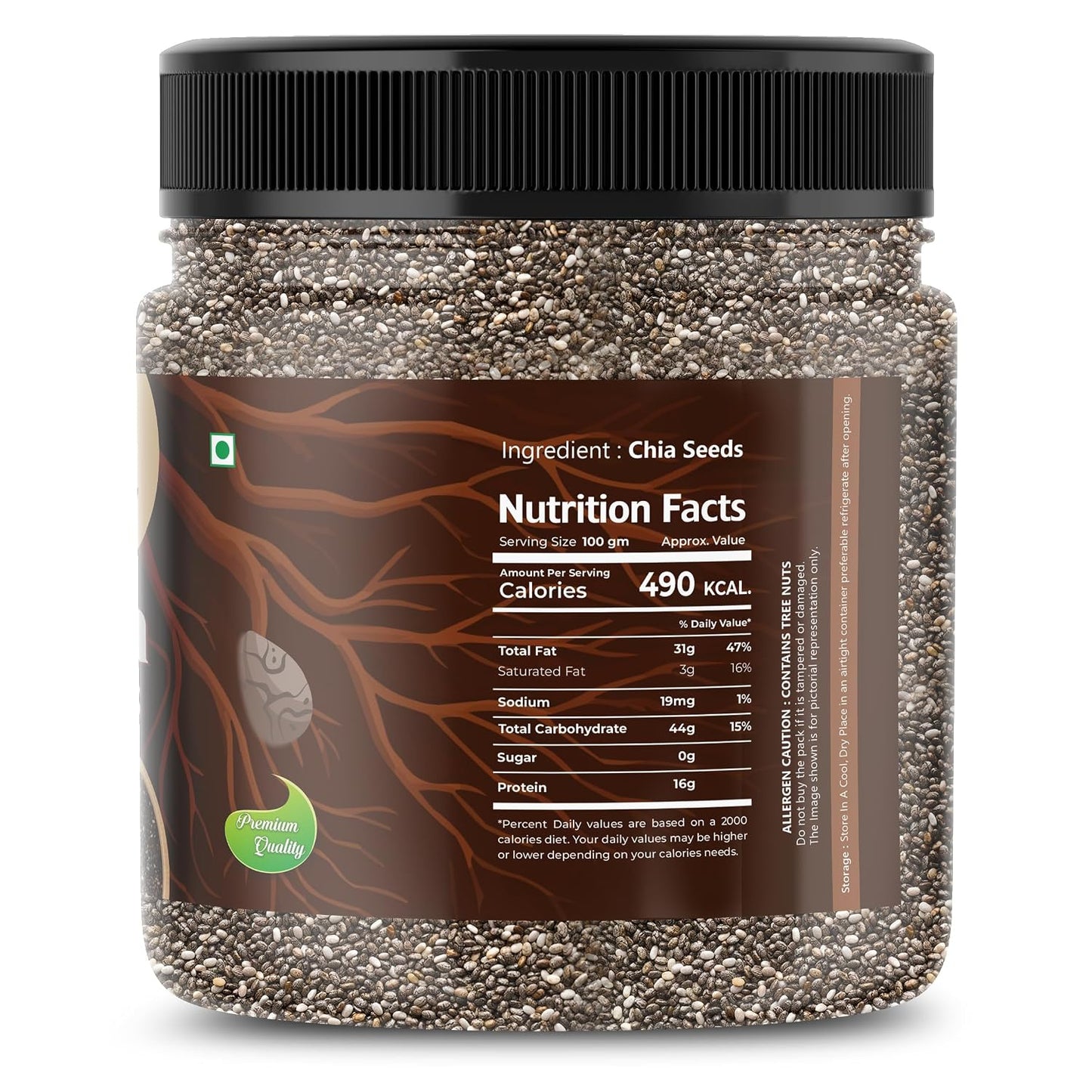 RR NUTS Chia Seeds 100gm | Seeds for Weight Management | Rich in Calcium, Protein & Fibre | Beat the Heat | 100% Clean Chia Seeds for Eating | Antioxidant Rich Seeds