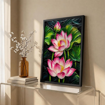 Pink Lotus Framed Wall Art, Black, 10x13 Inches