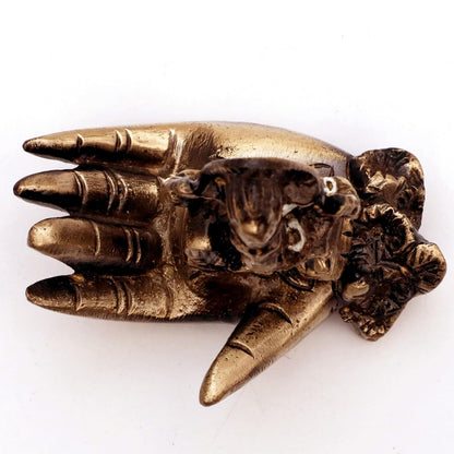 Ganesh Idol on a Palm, Handcrafted Brass Statue Showpiece for Home Decor, Office Table, Gifts