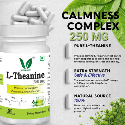VITARUHE® L-Theanine 250 mg - Promotes a Relaxed State & Healthy Stress Response* -90 Capsules
