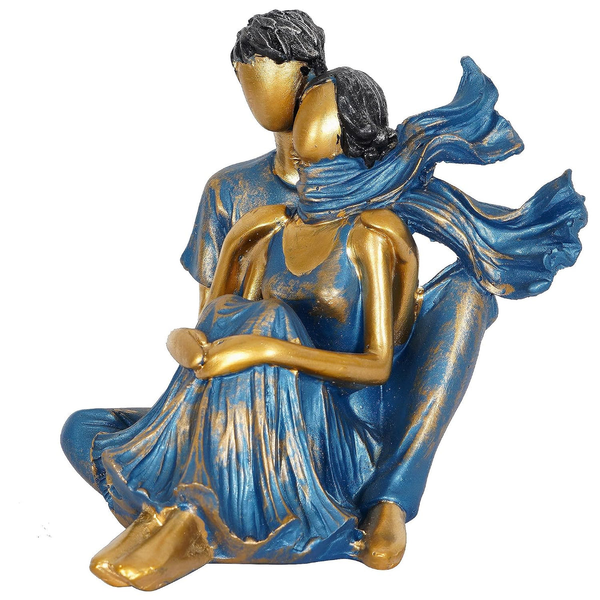 Presents New Romantic Couple Showpiece (Blue), Resin, 10 cm, 7 cm