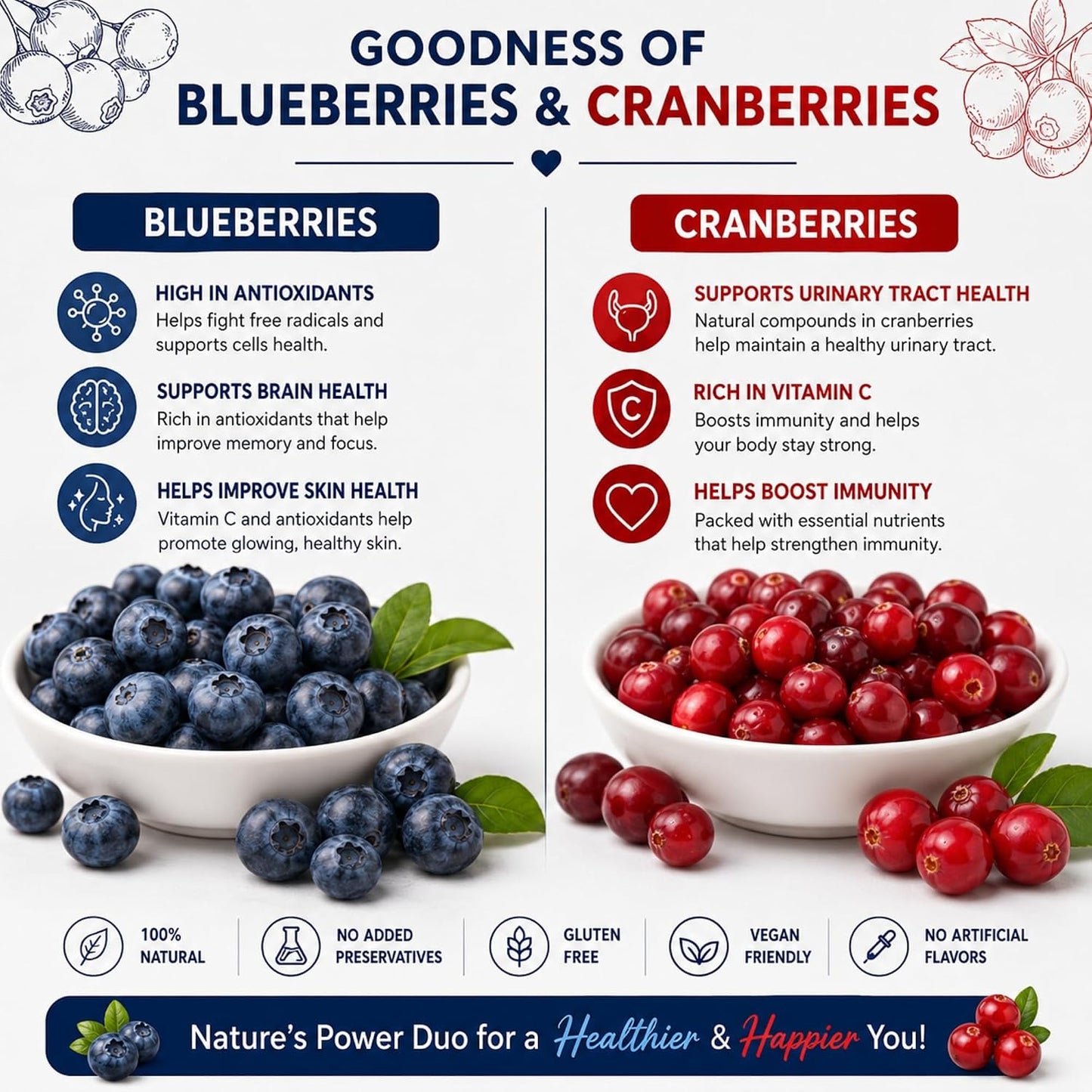 Dry Goods Co Blueberry & Cranberry Dried Berry Mix | No Added Sugar | Fresh and Healthy