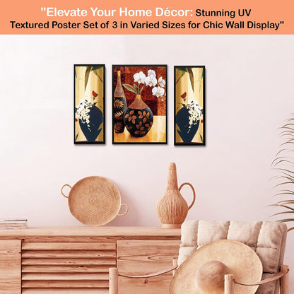 Wall Painting Frames For decor, Pictures Frame For Living Room, Home Decoration, Bedroom, Set of 3, 1pc- 23 x 30 cm, 2pc- 12.5 x 30 cm (Design 12)