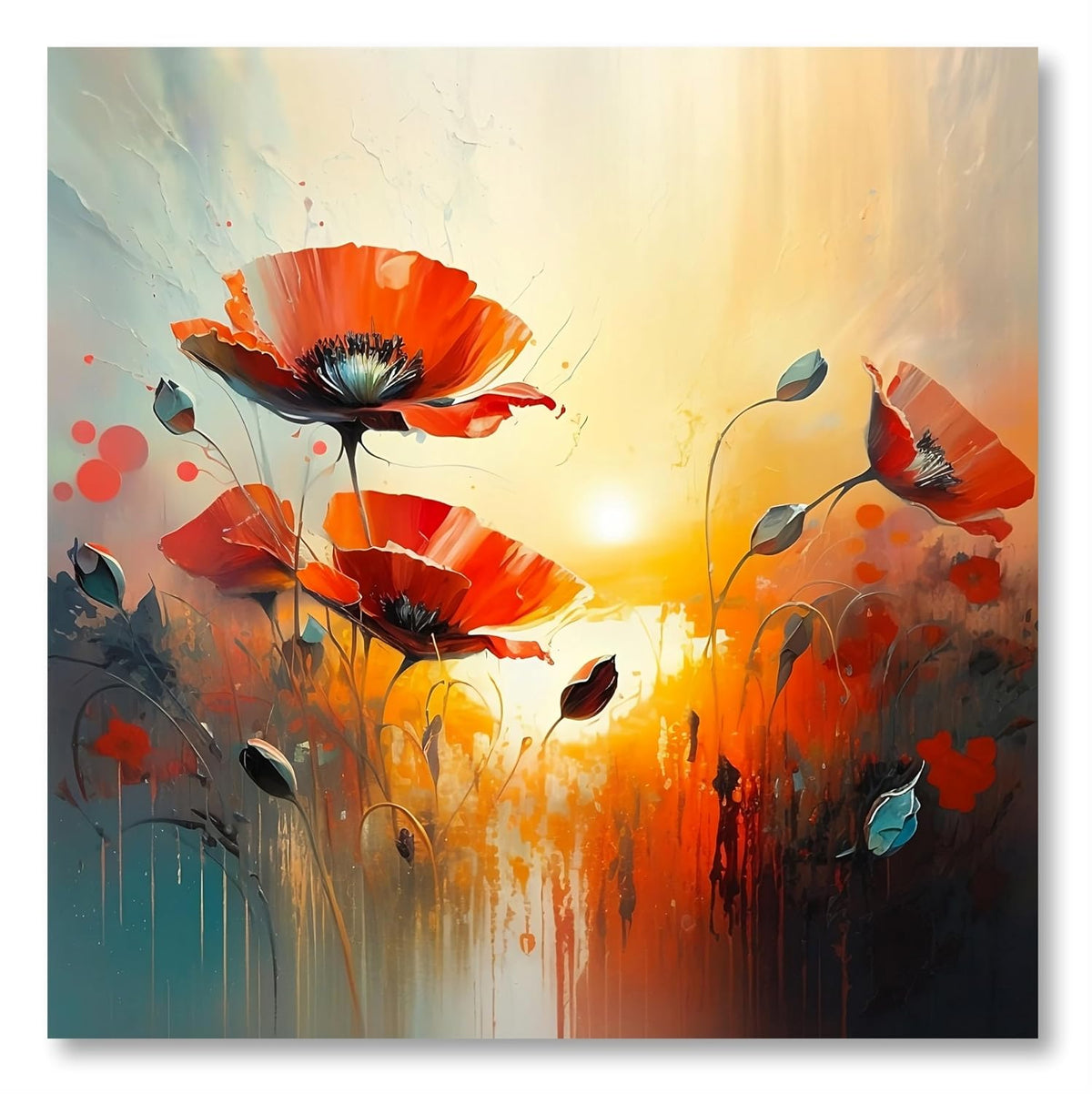 flower modern art canvas home decor wall paintings with frame painting for living room wall decoration office 24 inch x 24 inch CR-280