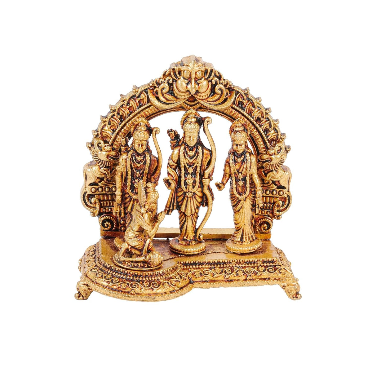 2.5 Inch Pure Brass Ram Darbar Idol | Lord Ram, Sita, Lakshman & Hanuman Ji Statue for Home Temple, Mandir & Pooja Room Decor | Ideal for Pooja, Diwali, Spiritual Gifting & Housewarming