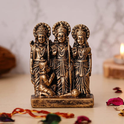 Premium Polyresin Ram Darbar Idol Statue Murti Showpiece for Home Temple and Office Temple (5.5 x 4 x 2 Inches, Medium Gold)