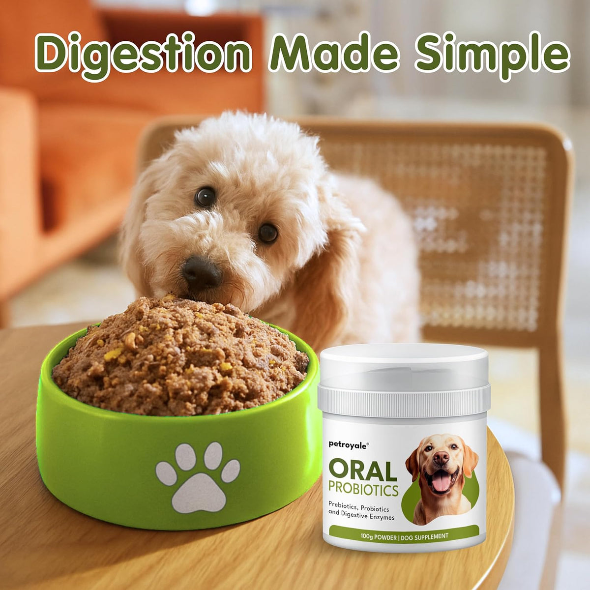 Petroyale Oral Probiotics for Dogs -9B+ CFU Dog Dental Powder for Plaque & Tartar Removal - Fresh Breath, Gum Health & Oral Care Support - Dental Powder for Dogs | 100g