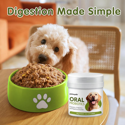 Petroyale Oral Probiotics for Dogs -9B+ CFU Dog Dental Powder for Plaque & Tartar Removal - Fresh Breath, Gum Health & Oral Care Support - Dental Powder for Dogs | 100g