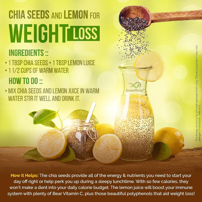 GreenFinity Chia Seeds 300g | Omega-3 clean chia Seeds for Eating | Rich in Calcium, Protein & Fiber, Omega 3 and Antioxidant | Healthy Snacks |