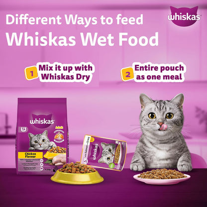Whiskas Adult (1+ Years) Wet Cat Food, Salmon in Gravy, 80 g Hydrating Food Made With Real Fish, 100% Complete & Balanced Nutrition for Adult Cats