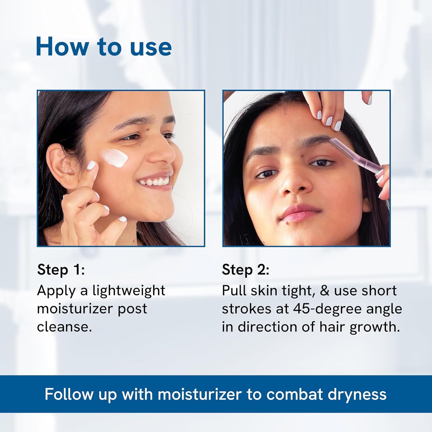 Be Bodywise Reusable Face Razor For Women - Pack of 3 | Instant & Painless Hair Removal | For Eyebrows, Upper Lip, Forehead, Peach Fuzz, Chin and Sideburns | Stainless Steel Blade & Firm Grip | Purple