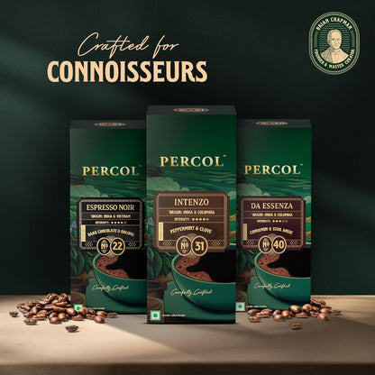 PERCOL Premium Instant Coffee | Intenzo Blend 31 | Crafted with Premium Imported Beans | Freeze Dried | Designed in UK | 100g Jar | 100% Pure Coffee | Flavorful & Aromatic Coffee