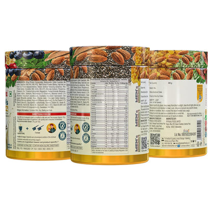 Nutrela Men Superfoods With Whey Protein Powder - 400g, Vanilla Flavor | Everyday Fitness with Biofermented Multivitamins & Whey Protein to support in Bone & Joints Health , Muscle , Heart , Hair & Nails , Ednergy Booster and Mood Stabilizer