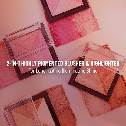 Swiss Beauty Baked Shimmer Blusher And Highlighter Palette For Face Makeup| Multicolor-5, 7 Gm |