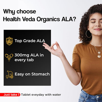 Zephivo HEALTH VEDA ORGANICS PRIVATE LIMITED Alpha Lipoic Acid 300Mg | 60 Veg Tablets | Boosts Liver Function, Maintains Healthy Blood Sugar, Antioxidant Support | For Both Men & Women