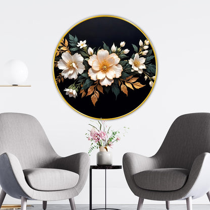 beautiful flower modern art Premium Sparkle lamination Golden Slim Frame 50.8 cm x 50.8 cm Large Size, For Home/Office/Hotel painting GRL110
