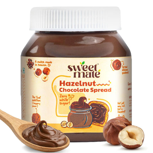 Sweetmate Hazelnut Chocolate Spread - 300g | Sweetened with Jaggery | Chocolate Spread for Kids and Adults | Healthy Snack with No Preservatives and Palm Oil | Nutty & Creamy Choco Spread