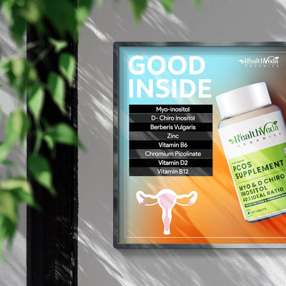 Zephivo HEALTH VEDA ORGANICS PRIVATE LIMITED Plant Based Pcos With Myo-Inositol 2000Mg, D-Chiro-Inositol 50Mg|60 Veg Tablets|Healthy Regular Menstruation|For Women