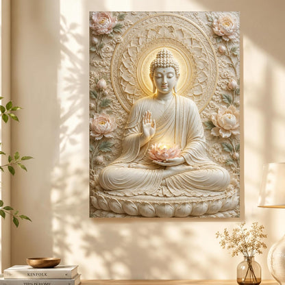 Spiritual Buddha Painting for Living Room, Buddha wall Art Painting for living room, Bedroom, office and Meditation Room, Canvas, 16x22 Inch