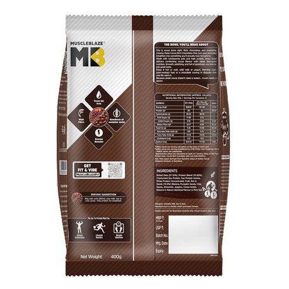 MuscleBlaze High Protein Oats (Cocoa Rich Chocolate, 400g) | 26g Protein | Breakfast Cereals for Weight Management | 26g Protein | Breakfast Cereals for Weight Management