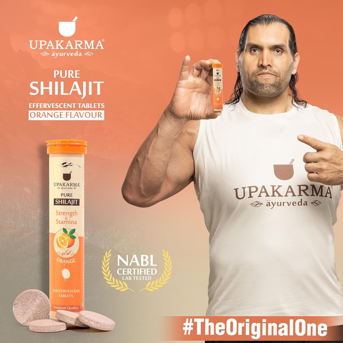 UPAKARMA Shilajit Orange Flavour Effervescent - 20 Tablets | Helps to Boost Strength & Stamina | Travel Friendly & Lab Tested | Dissolve in 60 Sec, Pack of 1